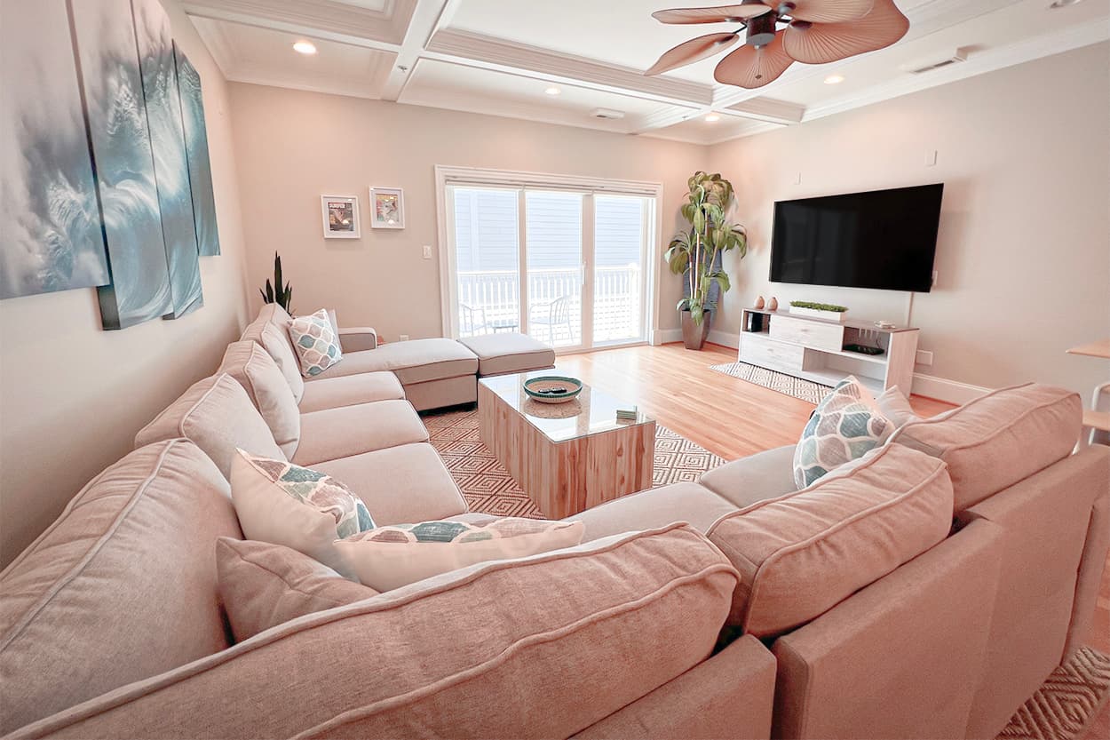 Large sectional couch and TV