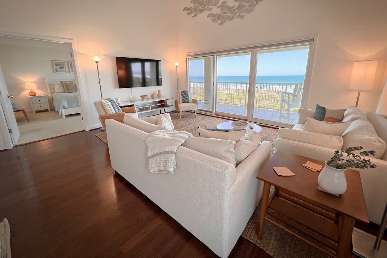 Living room with ocean views