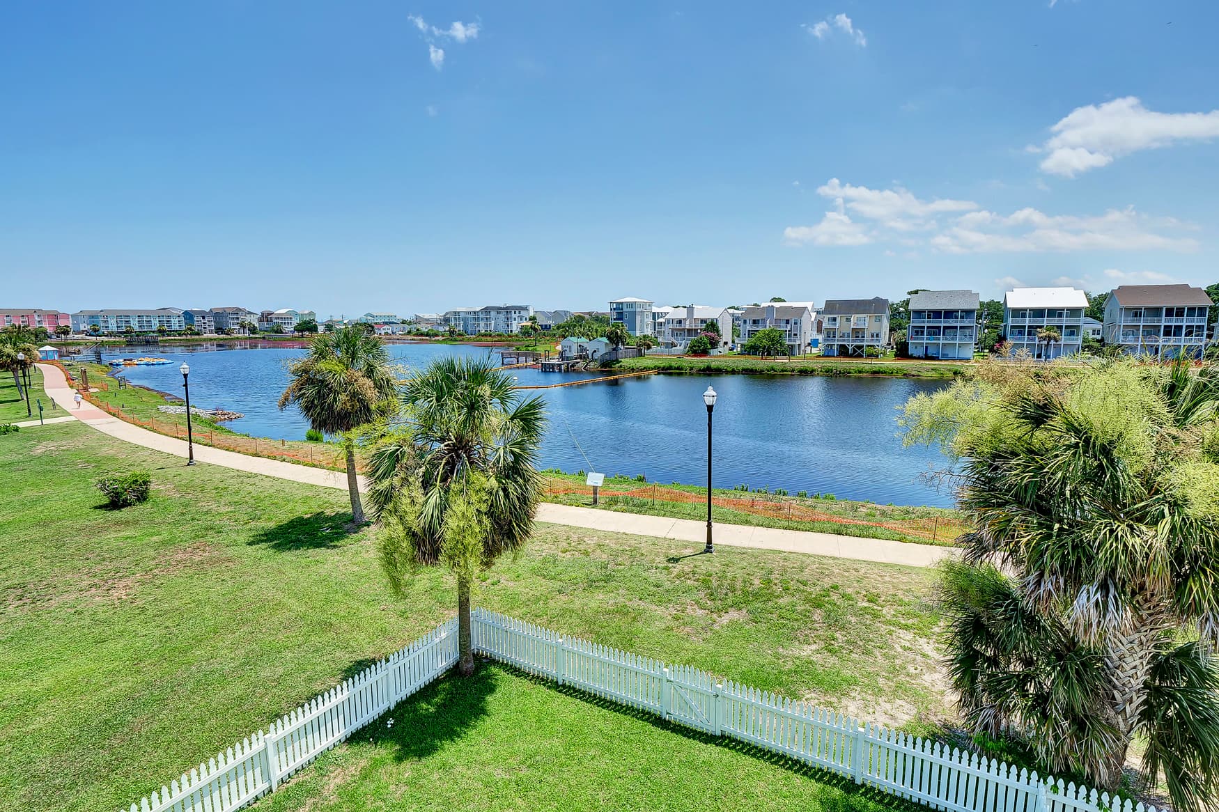 Private yard and great views of Carolina Beach Lake