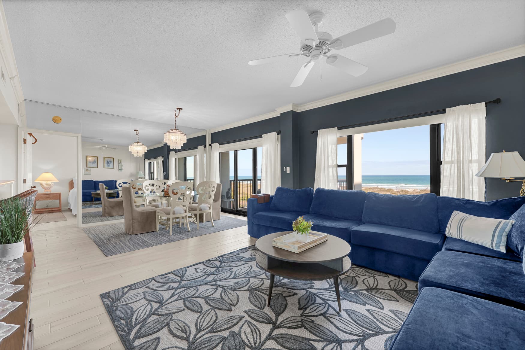 Living area with ocean views.
