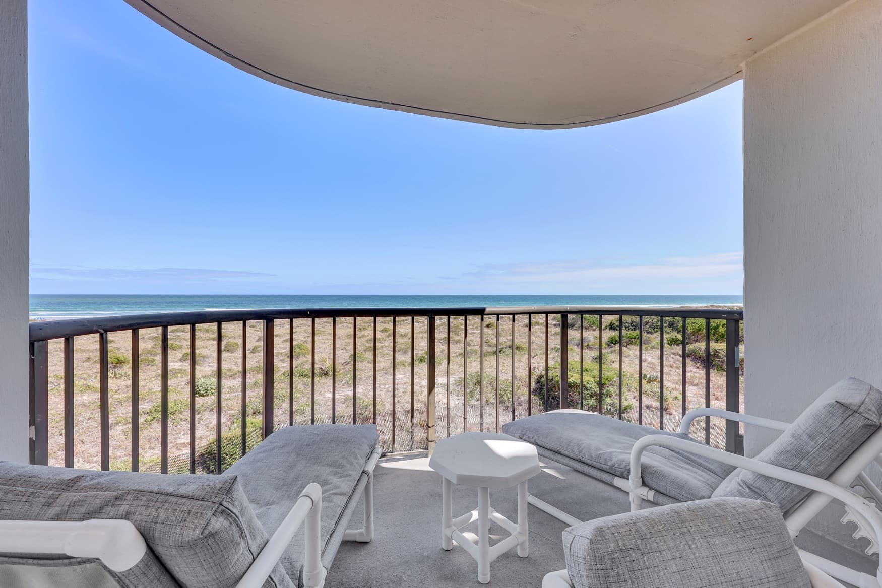 Oceanfront private balcony.