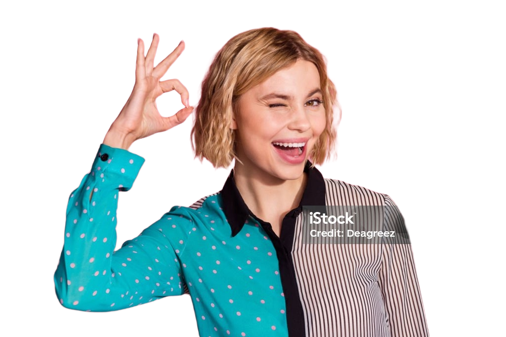 Content creator smiling and making an OK gesture