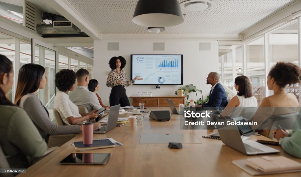 Marketing team reviewing campaign results in a meeting room