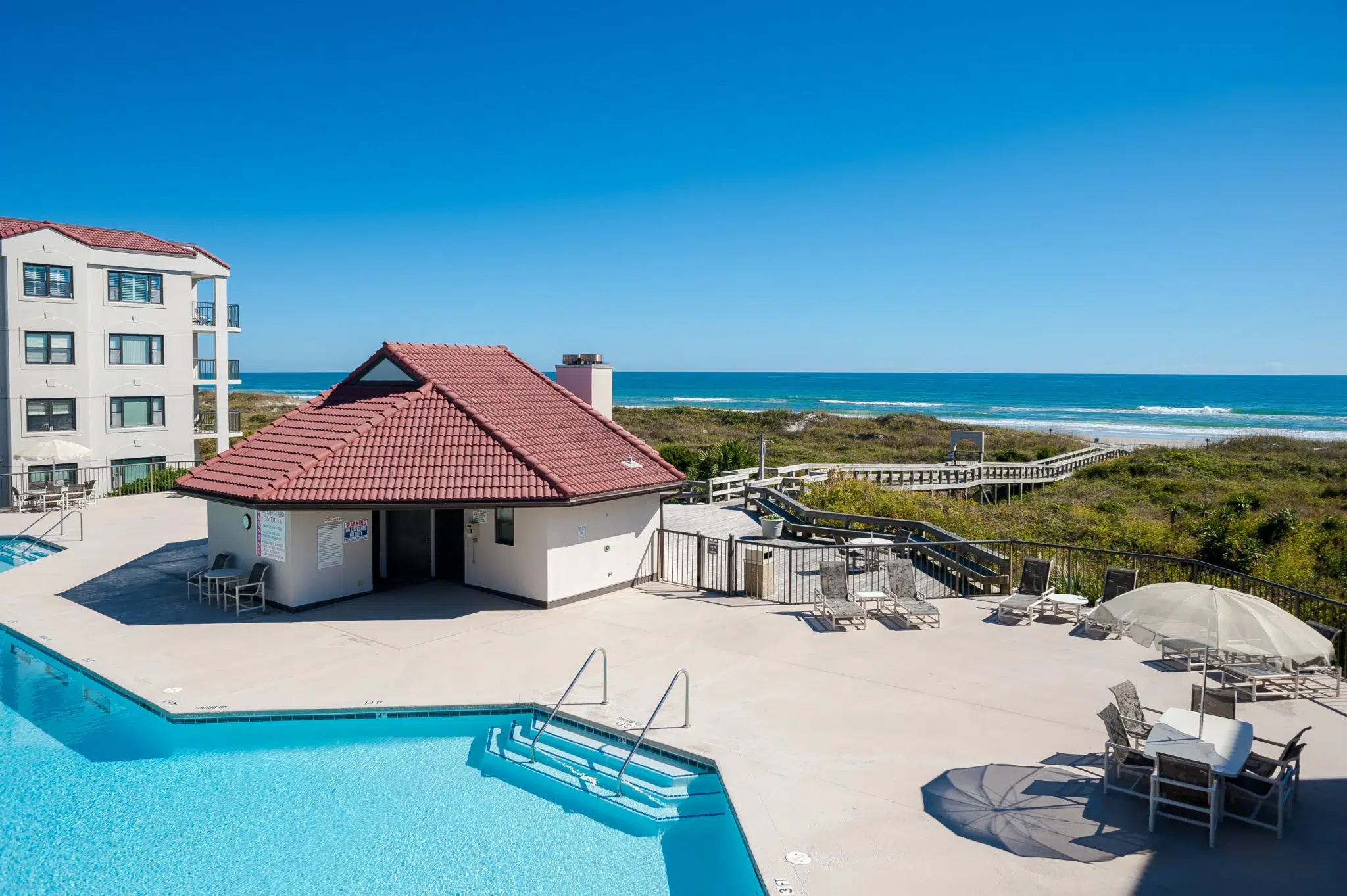 Oceanfront condominium pool deck