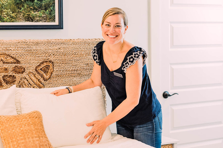 Concierge preparing a vacation rental for guests