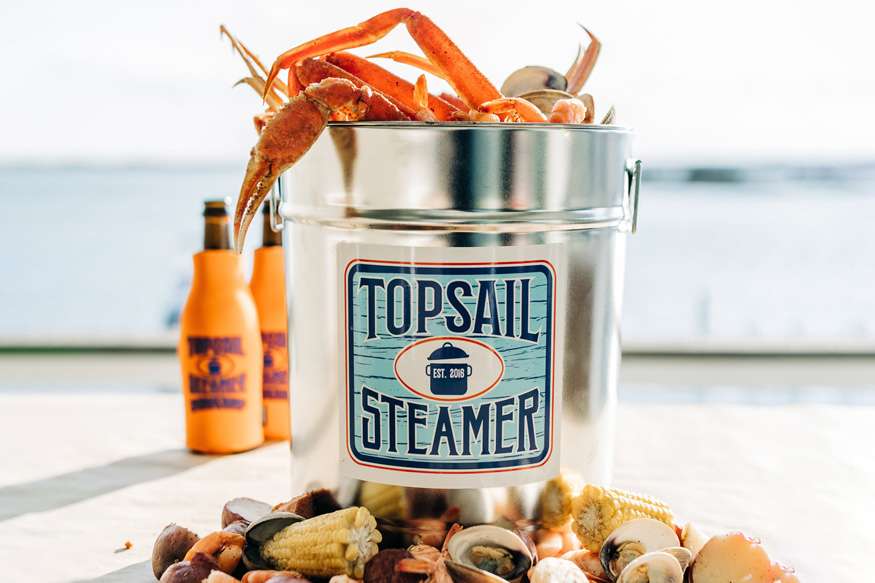 Topsail Steamer bucket filled with fresh seafood